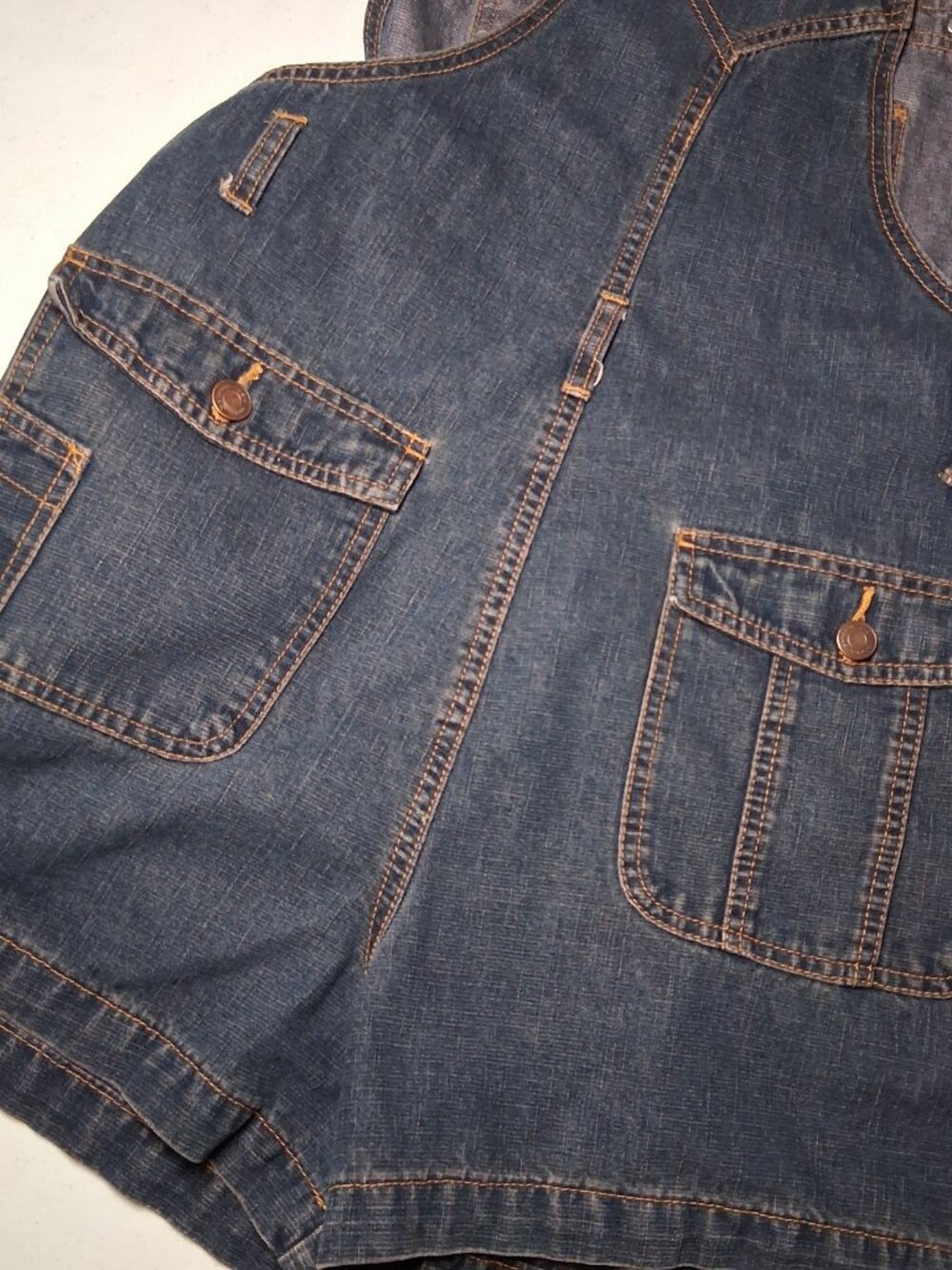 No Boundaries Denim Shortalls Juniors Large Blue Jean Shorts Overalls - Picture 15 of 16